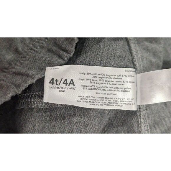 Carters Girls Size 4t/4A Gray Elastic Waist Pull On Flat Front Jogger Pants - Picture 7 of 9